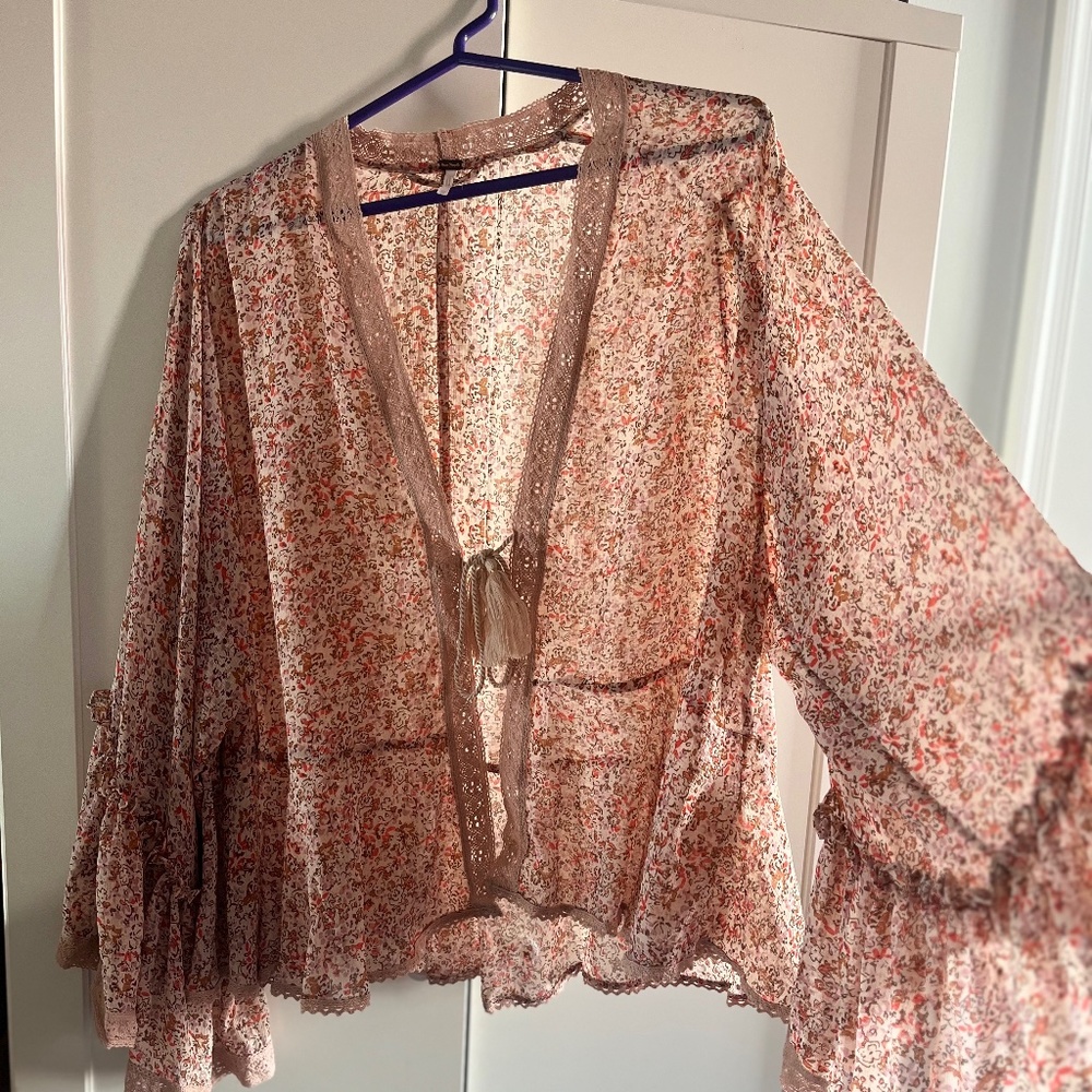 Free People - Lola Floral Chiffon Kimono / Wrap XS | NW